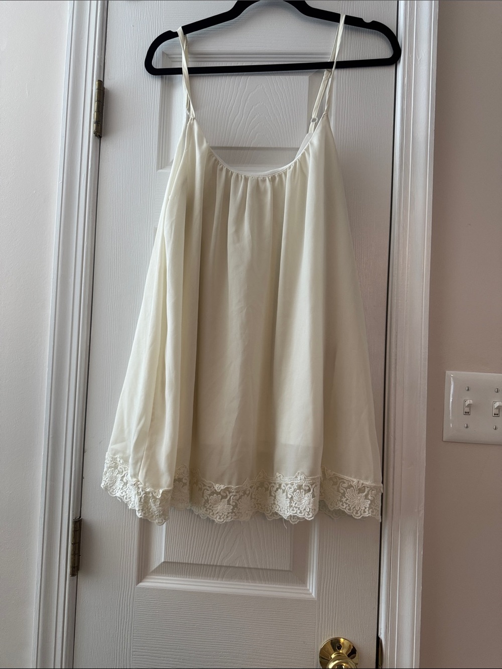 Tobi Cream Lace-Trim Slip Dress